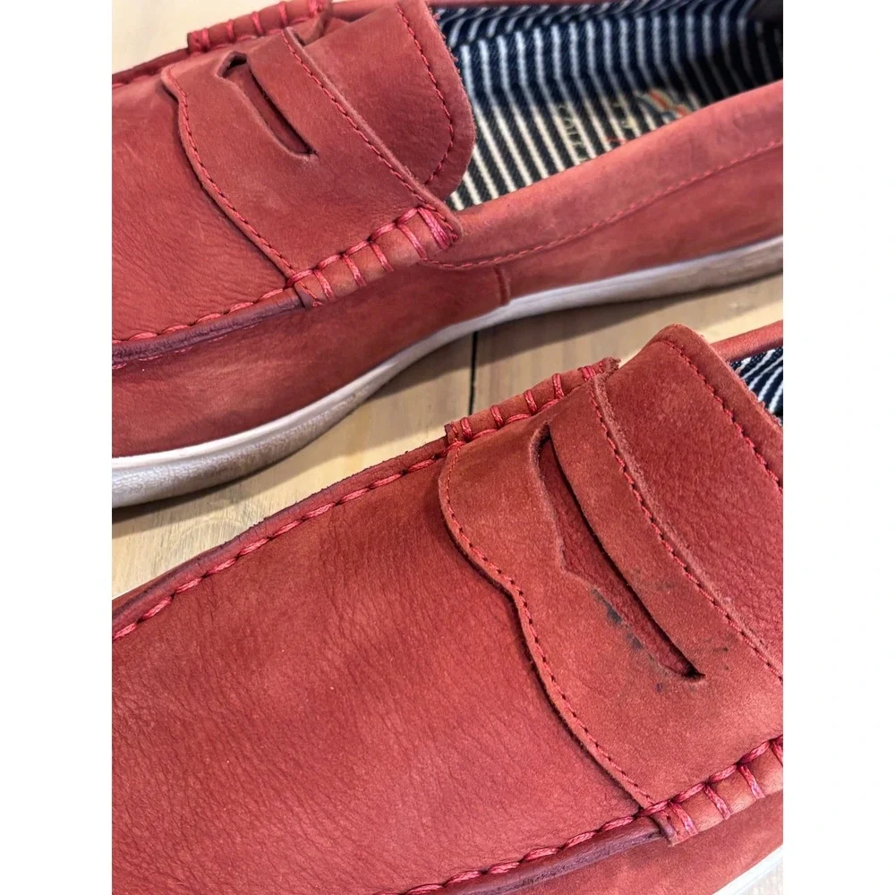 Cole Haan Nantucket Penny Loafer Mens 9.5M Red Suede Slip On Shoes C27523
